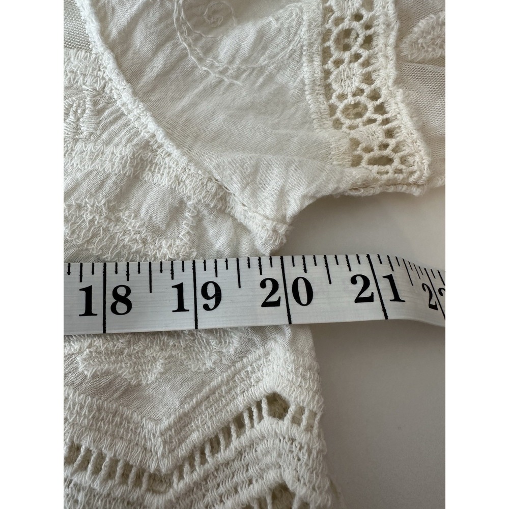 Rebellion Again Top Womens Medium Beige Mesh Floral Embroidered Lace Boho Beach - Picture 4 of 9